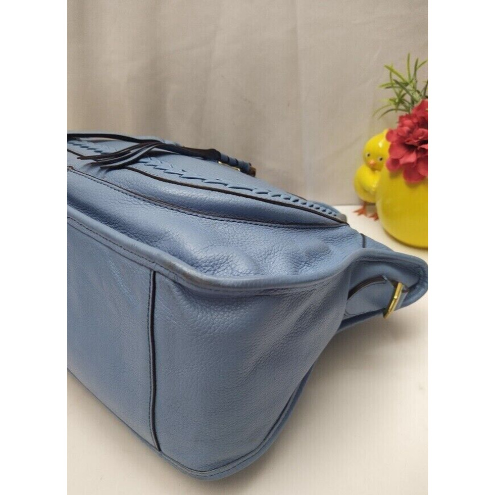 orYANY Sky Blue Pebbled Leather Tassel Zipper Closure Satchel Bag- MSRP $242 - Picture 8 of 16